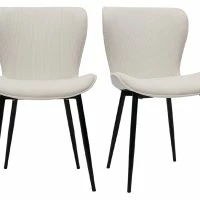 Chaises Design En Tisu Velours Côtelé Beige Et Métal Noir (lot De 2) ADDICT