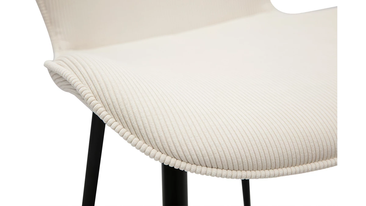 Chaises Design En Tisu Velours Côtelé Beige Et Métal Noir (lot De 2) ADDICT 8 Chaises Design En Tisu Velours Côtelé Beige Et Métal Noir (lot De 2) ADDICT – Image 6