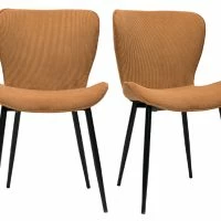 Chaises Design En Velours Côtelé Jaune Curry Et Métal Noir (lot De 2) ADDICT