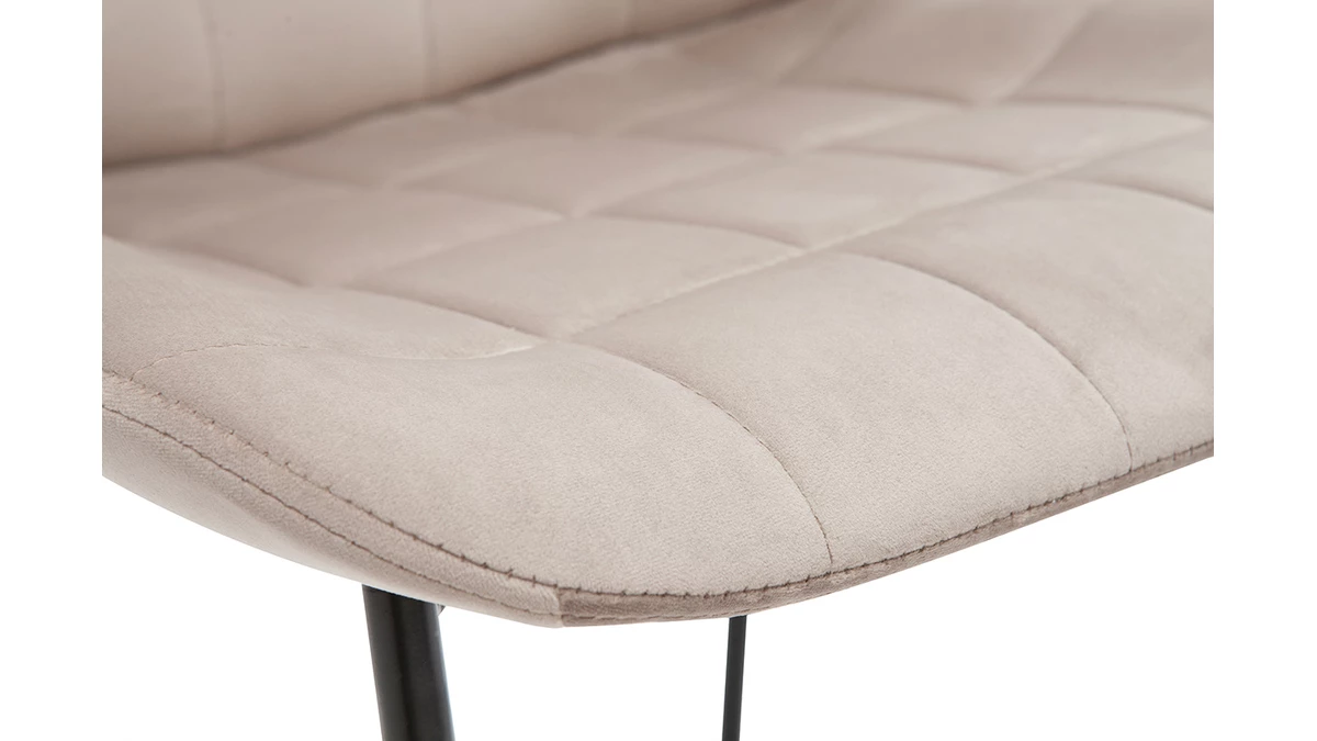 Chaises Design En Velours Taupe Et Métal Noir (lot De 2) SAIGA 8 Chaises Design En Velours Taupe Et Métal Noir (lot De 2) SAIGA – Image 6