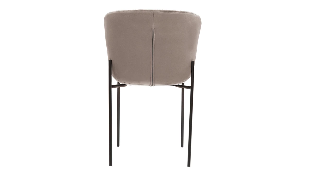 Chaises Design En Velours Taupe Et Métal Noir (lot De 2) SAIGA 7 Chaises Design En Velours Taupe Et Métal Noir (lot De 2) SAIGA – Image 5