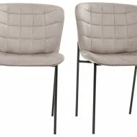 Chaises Design En Velours Taupe Et Métal Noir (lot De 2) SAIGA