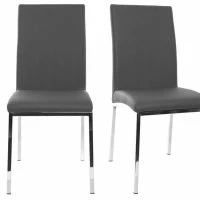 Chaises Design Gris Et Métal Acier Chromé (lot De 2) SIMEA