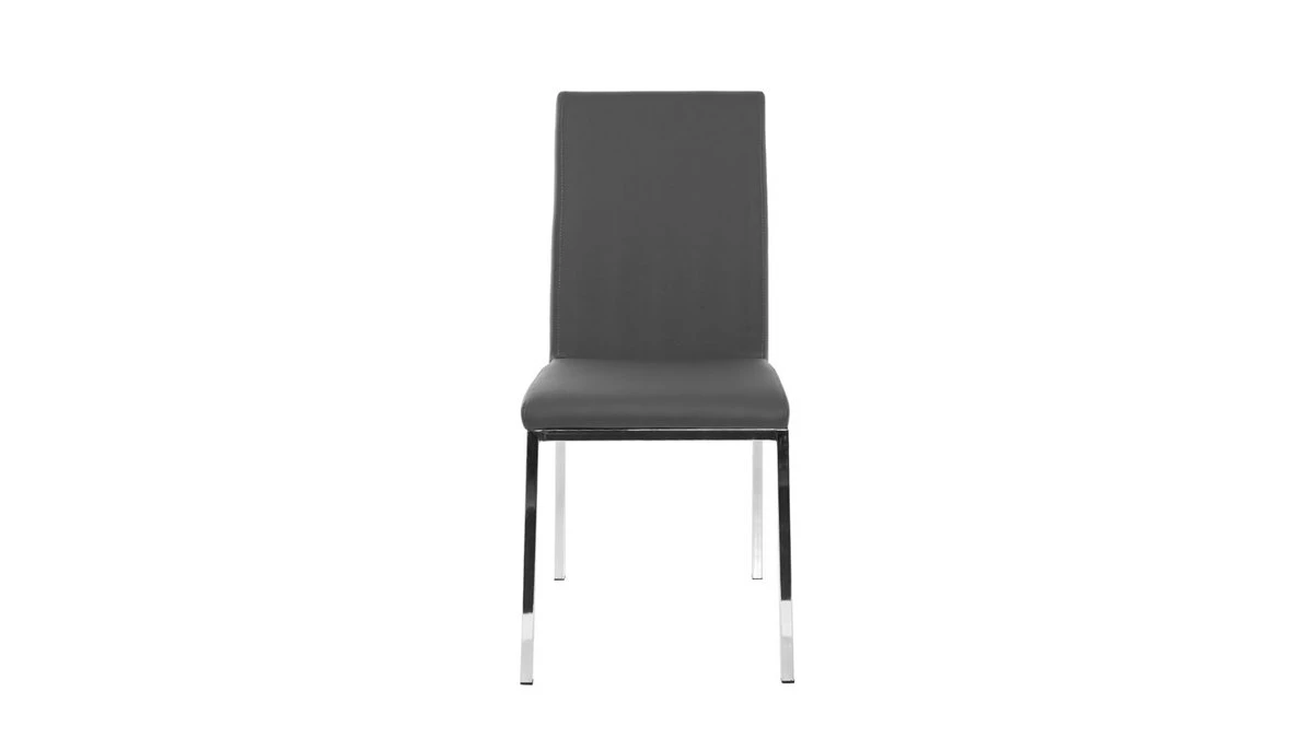 Chaises Design Gris Et Métal Acier Chromé (lot De 2) SIMEA 4 Chaises Design Gris Et Métal Acier Chromé (lot De 2) SIMEA – Image 2