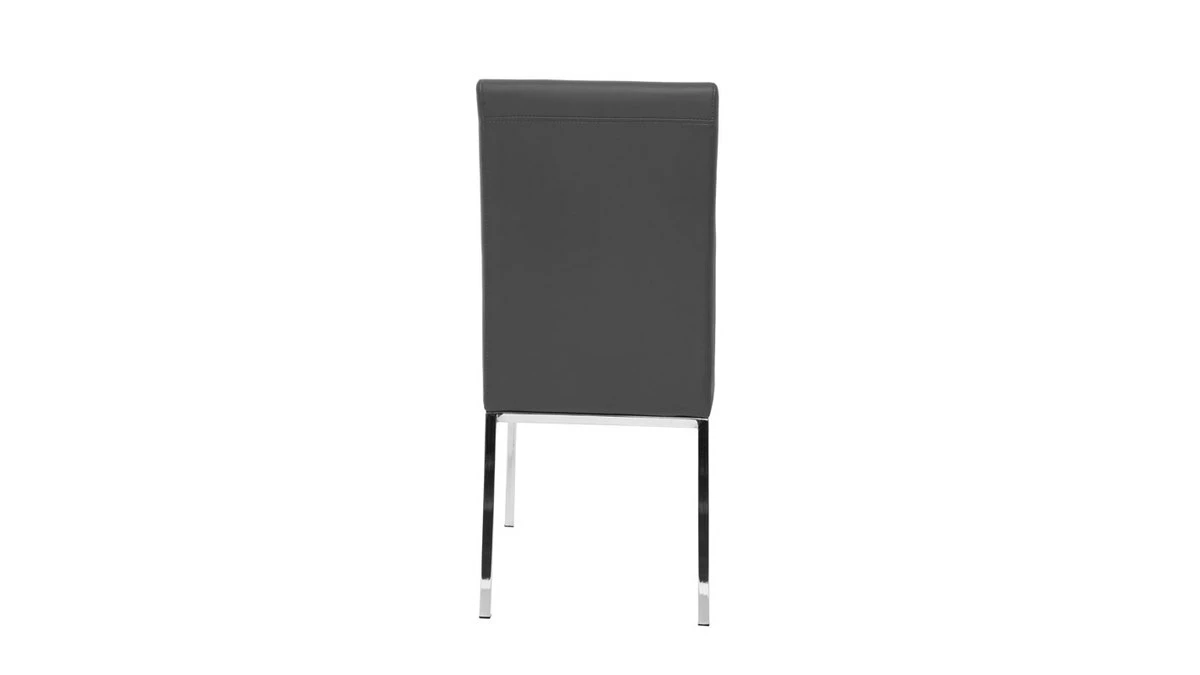 Chaises Design Gris Et Métal Acier Chromé (lot De 2) SIMEA 7 Chaises Design Gris Et Métal Acier Chromé (lot De 2) SIMEA – Image 5
