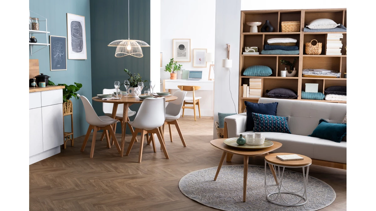 Chaises Design Grises Avec Pieds Bois Clair Massif (lot De 2) PAULINE 9 Chaises Design Grises Avec Pieds Bois Clair Massif (lot De 2) PAULINE – Image 7