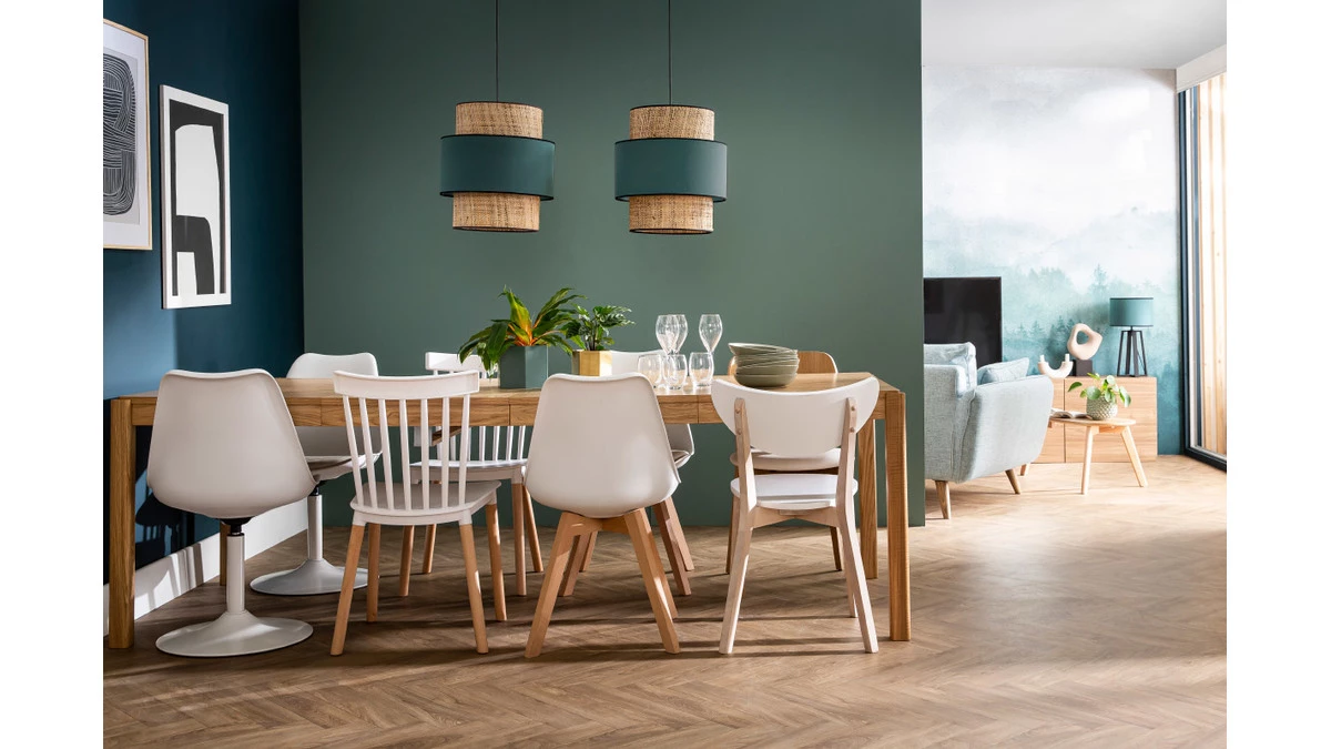 Chaises Design Grises Avec Pieds Bois Clair Massif (lot De 2) PAULINE 10 Chaises Design Grises Avec Pieds Bois Clair Massif (lot De 2) PAULINE – Image 8