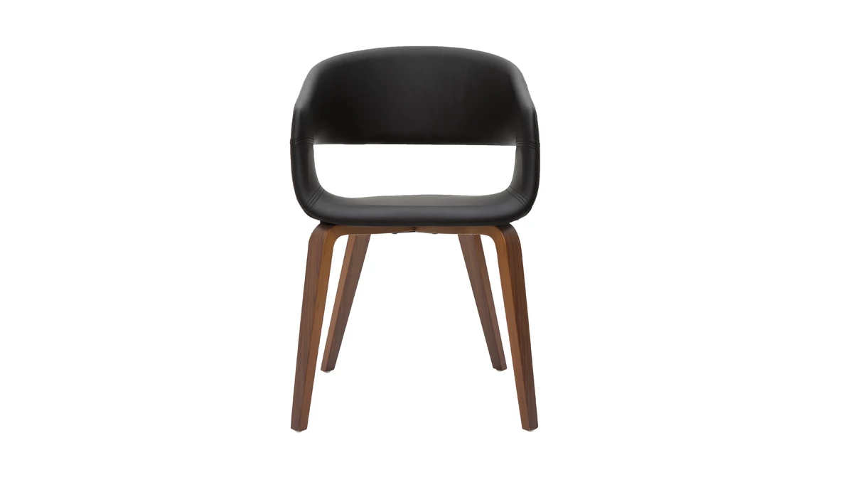 Chaises Design Noir Et Bois Foncé Noyer (lot De 2) SLAM 4 Chaises Design Noir Et Bois Foncé Noyer (lot De 2) SLAM – Image 2
