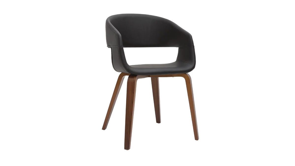Chaises Design Noir Et Bois Foncé Noyer (lot De 2) SLAM 5 Chaises Design Noir Et Bois Foncé Noyer (lot De 2) SLAM – Image 3