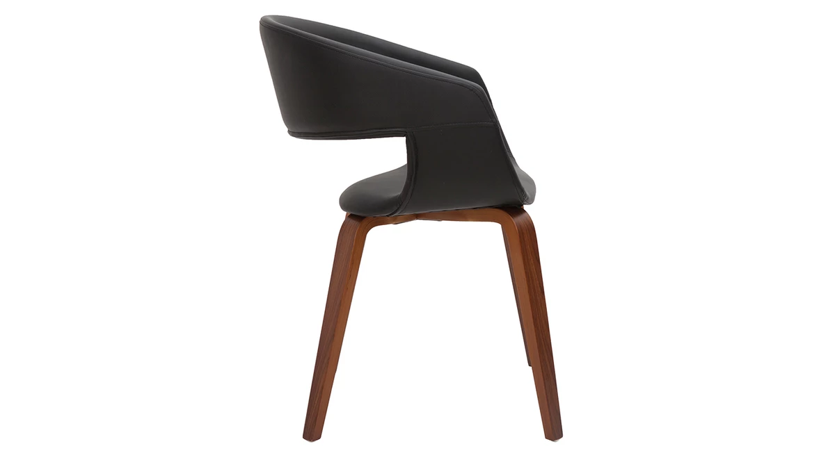 Chaises Design Noir Et Bois Foncé Noyer (lot De 2) SLAM 6 Chaises Design Noir Et Bois Foncé Noyer (lot De 2) SLAM – Image 4