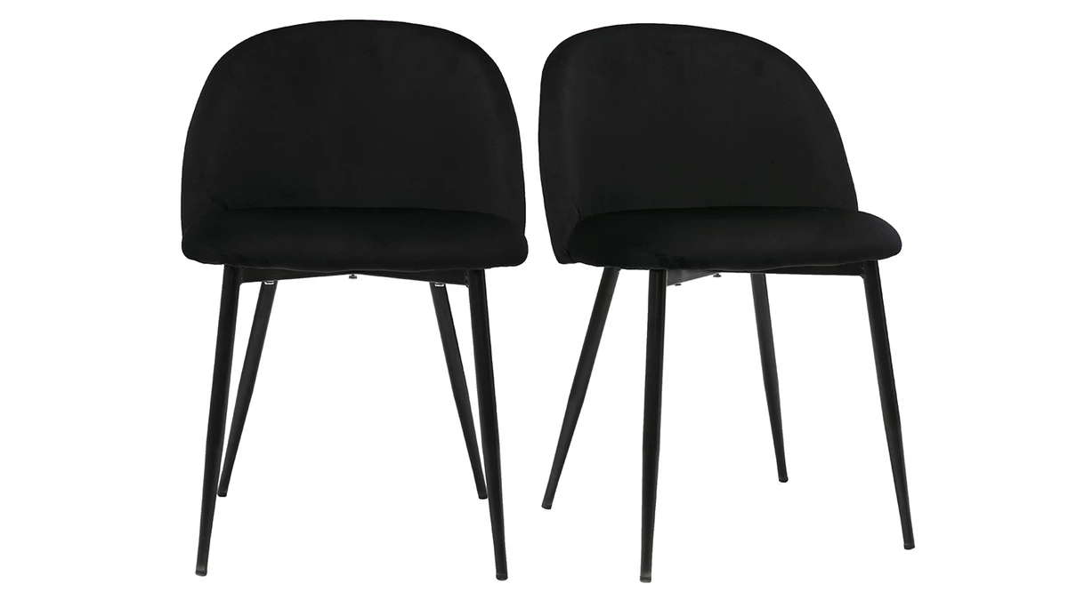Chaises Design Noires En Tissu Velours Et Métal (lot De 2) CELESTE 3 Chaises Design Noires En Tissu Velours Et Métal (lot De 2) CELESTE