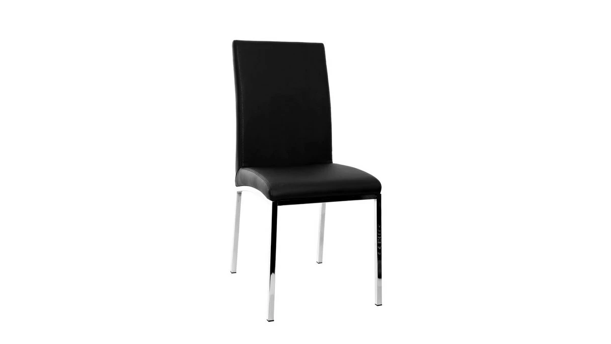 Chaises Design Noires Et Métal Acier Chromé (lot De 2) SIMEA 5 Chaises Design Noires Et Métal Acier Chromé (lot De 2) SIMEA – Image 3