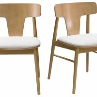 Chaises En Bois Clair Chêne Massif Et Tissu Effet Laine Bouclée écru (lot De 2) LOUISA