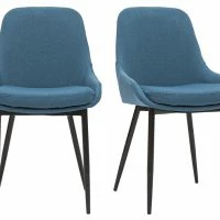 Chaises En Tissu Bleu Canard Et Métal Noir (lot De 2) HOLO