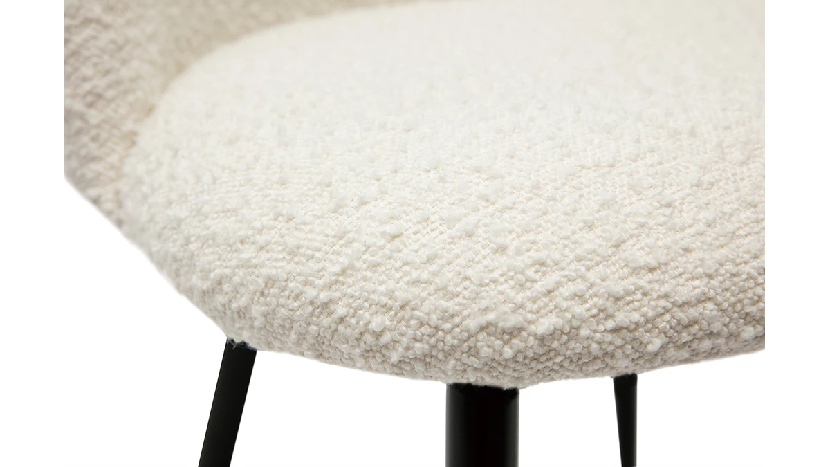 Chaises En Tissu Effet Laine Bouclée écru Et Métal Noir (lot De 2) CELESTE 8 Chaises En Tissu Effet Laine Bouclée écru Et Métal Noir (lot De 2) CELESTE – Image 6