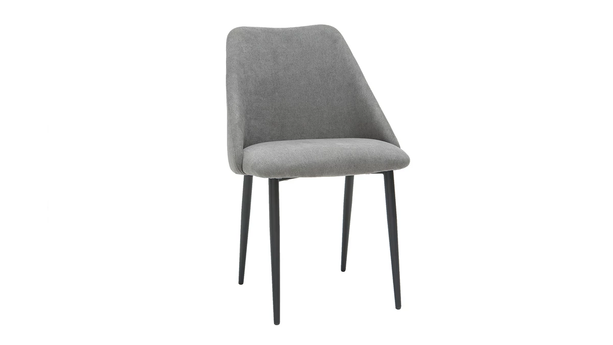 Chaises En Tissu Effet Velours Gris Et Métal Noir (lot De 2) ELLO 5 Chaises En Tissu Effet Velours Gris Et Métal Noir (lot De 2) ELLO – Image 3