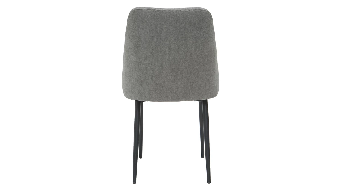 Chaises En Tissu Effet Velours Gris Et Métal Noir (lot De 2) ELLO 7 Chaises En Tissu Effet Velours Gris Et Métal Noir (lot De 2) ELLO – Image 5