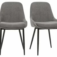 Chaises En Tissu Effet Velours Gris Et Métal Noir (lot De 2) HOLO
