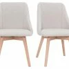 Chaises En Tissu Effet Velours Texturé Beige Et Bois Clair Massif (lot De 2) HIGGINS