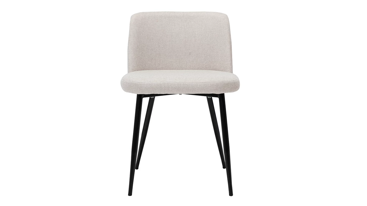 Chaises En Tissu Effet Velours Texturé Beige Et Métal Noir (lot De 2) MONTI 4 Chaises En Tissu Effet Velours Texturé Beige Et Métal Noir (lot De 2) MONTI – Image 2