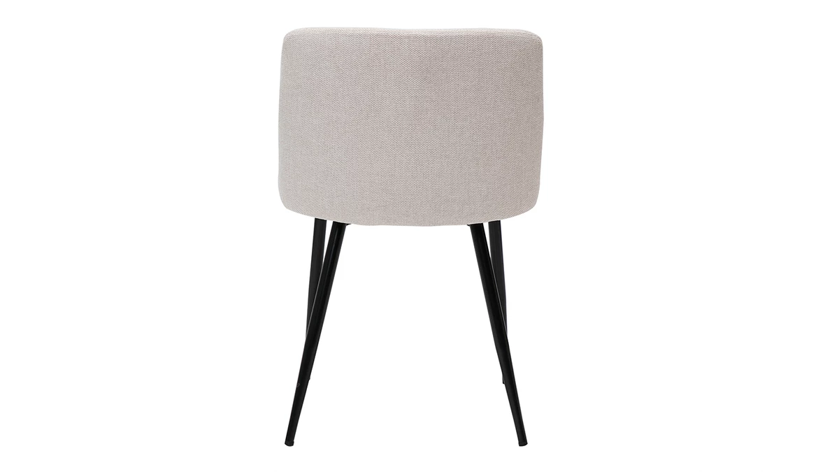 Chaises En Tissu Effet Velours Texturé Beige Et Métal Noir (lot De 2) MONTI 7 Chaises En Tissu Effet Velours Texturé Beige Et Métal Noir (lot De 2) MONTI – Image 5