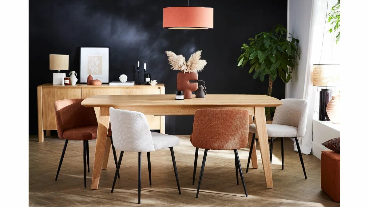 Chaises En Tissu Effet Velours Texturé Beige Et Métal Noir (lot De 2) MONTI 9 Chaises En Tissu Effet Velours Texturé Beige Et Métal Noir (lot De 2) MONTI – Image 7