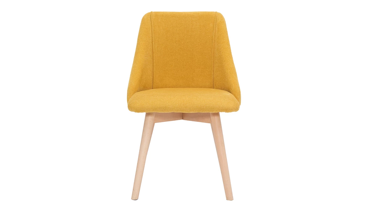 Chaises En Tissu Effet Velours Texturé Jaune Moutarde Et Bois Massif (lot De 2) HIGGINS 4 Chaises En Tissu Effet Velours Texturé Jaune Moutarde Et Bois Massif (lot De 2) HIGGINS – Image 2