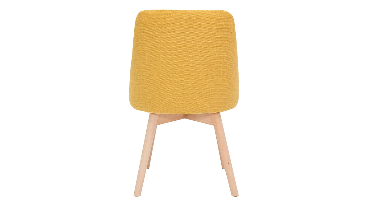 Chaises En Tissu Effet Velours Texturé Jaune Moutarde Et Bois Massif (lot De 2) HIGGINS 7 Chaises En Tissu Effet Velours Texturé Jaune Moutarde Et Bois Massif (lot De 2) HIGGINS – Image 5