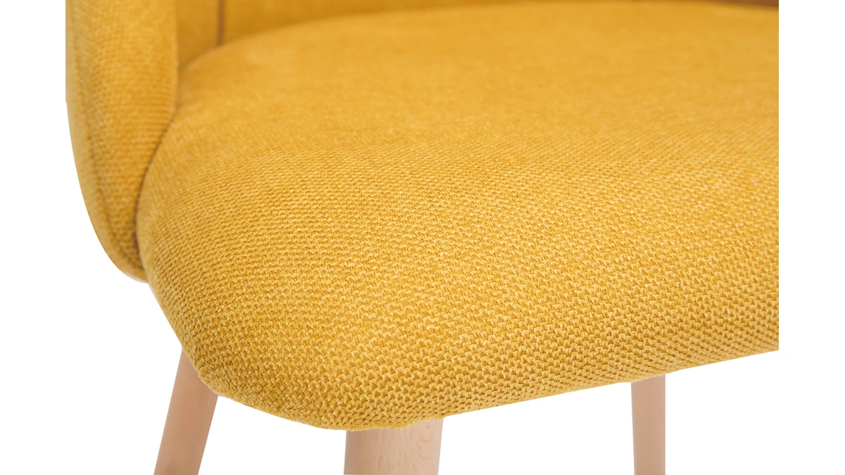 Chaises En Tissu Effet Velours Texturé Jaune Moutarde Et Bois Massif (lot De 2) HIGGINS 8 Chaises En Tissu Effet Velours Texturé Jaune Moutarde Et Bois Massif (lot De 2) HIGGINS – Image 6