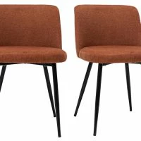 Chaises En Tissu Effet Velours Texturé Terre Brûlée Et Métal Noir (lot De 2) MONTI
