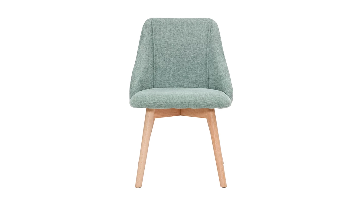 Chaises En Tissu Effet Velours Texturé Vert Céladon Et Bois Clair Massif (lot De 2) HIGGINS 4 Chaises En Tissu Effet Velours Texturé Vert Céladon Et Bois Clair Massif (lot De 2) HIGGINS – Image 2