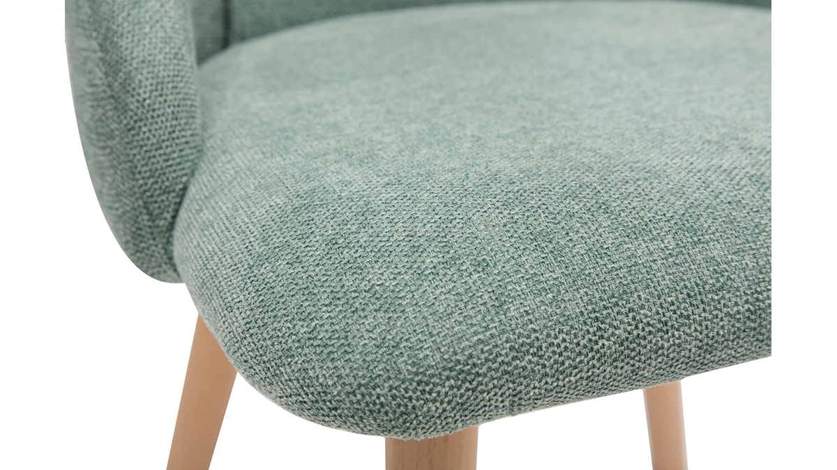 Chaises En Tissu Effet Velours Texturé Vert Céladon Et Bois Clair Massif (lot De 2) HIGGINS 8 Chaises En Tissu Effet Velours Texturé Vert Céladon Et Bois Clair Massif (lot De 2) HIGGINS – Image 6