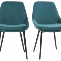Chaises En Tissu Velours Bleu Pétrole Et Métal Noir (lot De 2) HOLO - Miliboo & Stéphane Plaza