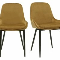 Chaises En Tissu Velours Bronze Et Métal Noir (lot De 2) HOLO