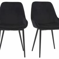 Chaises En Tissu Velours Noir Et Métal Noir (lot De 2) HOLO