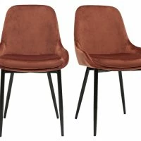 Chaises En Tissu Velours Rouge Tomette Et Métal Noir (lot De 2) HOLO