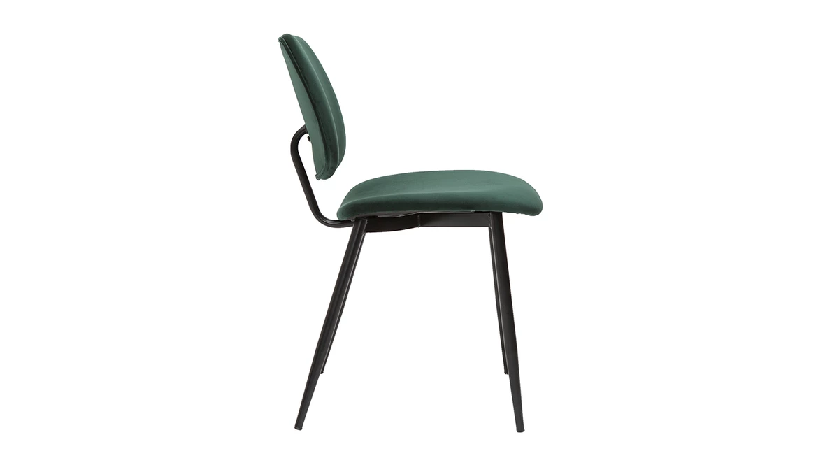 Chaises En Tissu Velours Vert Et Métal Noir (lot De 2) TOBIAS 6 Chaises En Tissu Velours Vert Et Métal Noir (lot De 2) TOBIAS – Image 4