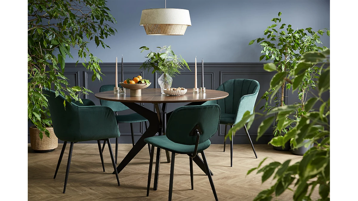 Chaises En Tissu Velours Vert Et Métal Noir (lot De 2) TOBIAS 9 Chaises En Tissu Velours Vert Et Métal Noir (lot De 2) TOBIAS – Image 7