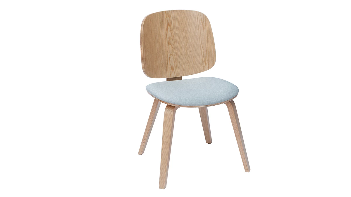 Chaises Scandinaves Bois Clair Et Tissu Gris Clair (lot De 2) BECK 5 Chaises Scandinaves Bois Clair Et Tissu Gris Clair (lot De 2) BECK – Image 3