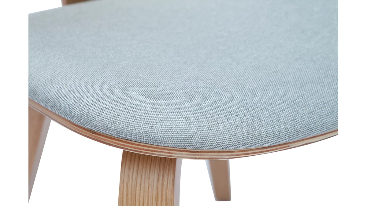 Chaises Scandinaves Bois Clair Et Tissu Gris Clair (lot De 2) BECK 8 Chaises Scandinaves Bois Clair Et Tissu Gris Clair (lot De 2) BECK – Image 6