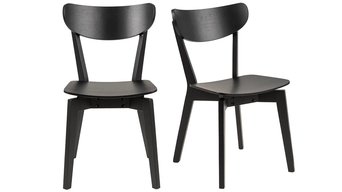 Chaises Scandinaves Bois Noir (lot De 2) BAKI 3 Chaises Scandinaves Bois Noir (lot De 2) BAKI