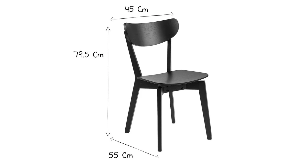 Chaises Scandinaves Bois Noir (lot De 2) BAKI 10 Chaises Scandinaves Bois Noir (lot De 2) BAKI – Image 8