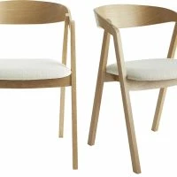 Chaises Scandinaves En Bois Clair Chêne Massif Et Tissu Effet Laine Bouclée écru (lot De 2) LOVA