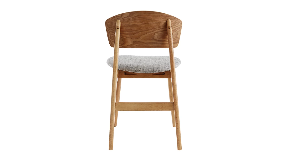 Chaises Scandinaves En Bois Clair Et Tissu Gris Clair (lot De 2) ELION 7 Chaises Scandinaves En Bois Clair Et Tissu Gris Clair (lot De 2) ELION – Image 5
