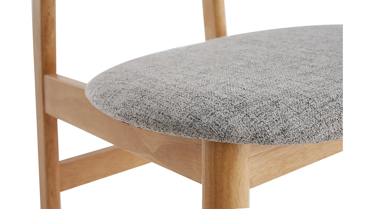 Chaises Scandinaves En Bois Clair Et Tissu Gris Clair (lot De 2) ELION 8 Chaises Scandinaves En Bois Clair Et Tissu Gris Clair (lot De 2) ELION – Image 6