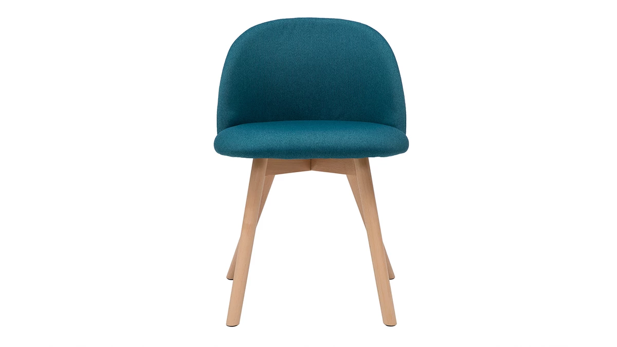 Chaises Scandinaves En Tissu Bleu Canard Et Bois Clair Massif (lot De 2) CELESTE 4 Chaises Scandinaves En Tissu Bleu Canard Et Bois Clair Massif (lot De 2) CELESTE – Image 2