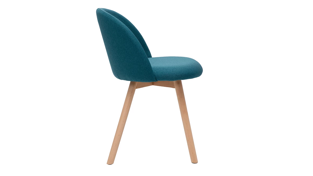 Chaises Scandinaves En Tissu Bleu Canard Et Bois Clair Massif (lot De 2) CELESTE 6 Chaises Scandinaves En Tissu Bleu Canard Et Bois Clair Massif (lot De 2) CELESTE – Image 4
