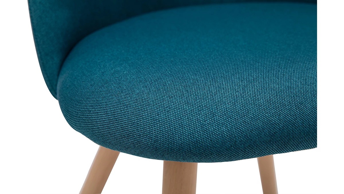 Chaises Scandinaves En Tissu Bleu Canard Et Bois Clair Massif (lot De 2) CELESTE 7 Chaises Scandinaves En Tissu Bleu Canard Et Bois Clair Massif (lot De 2) CELESTE – Image 5