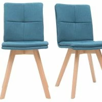 Chaises Scandinaves En Tissu Bleu Et Bois Clair Massif (lot De 2) THEA