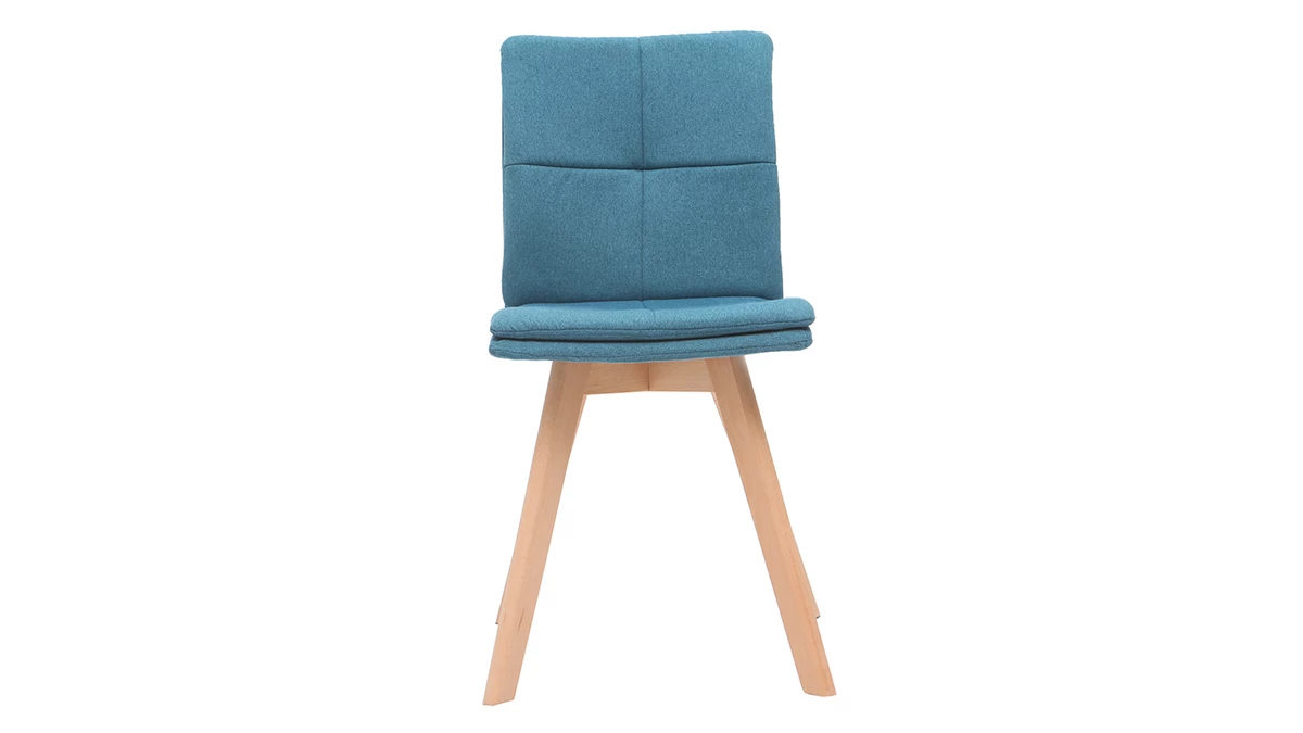 Chaises Scandinaves En Tissu Bleu Et Bois Clair Massif (lot De 2) THEA 4 Chaises Scandinaves En Tissu Bleu Et Bois Clair Massif (lot De 2) THEA – Image 2